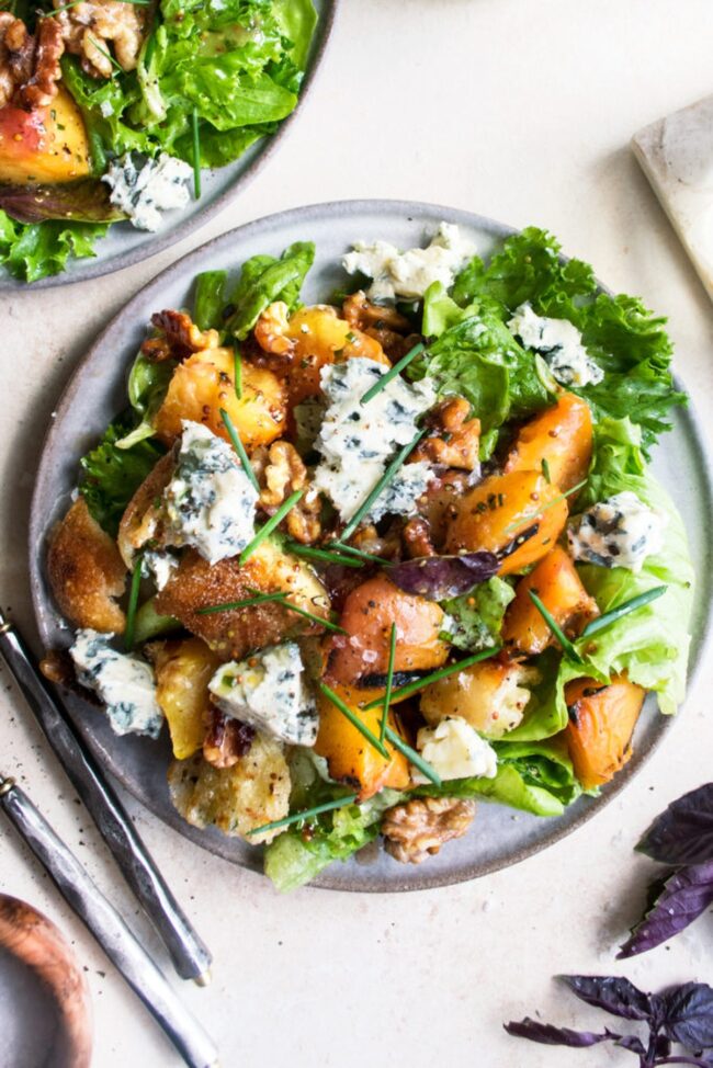 Grilled Peach and Goat Cheese Salad