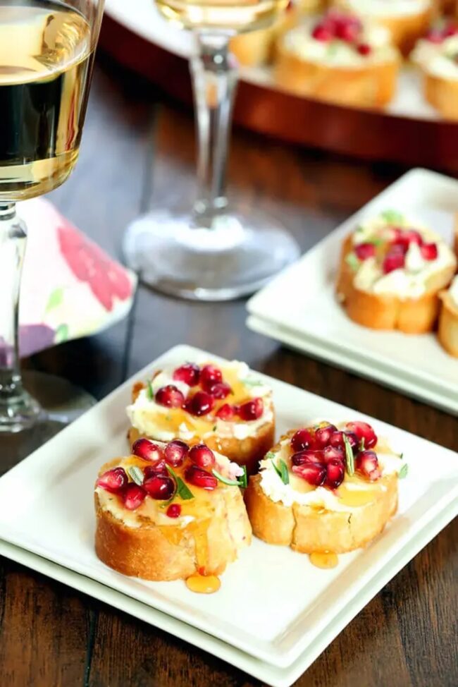 Goat Cheese and Pomegranate Crostini
