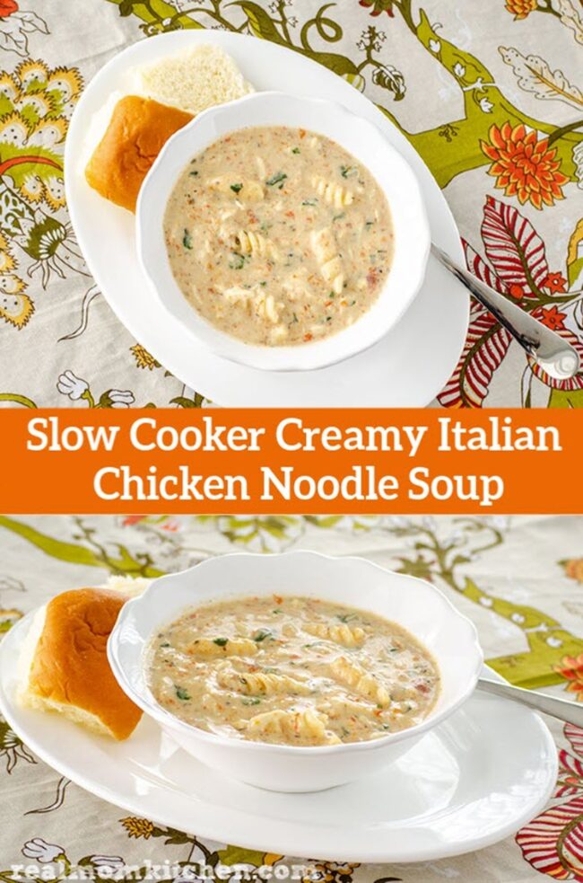 Slow Cooker Creamy Italian Chicken Noodle Soup
