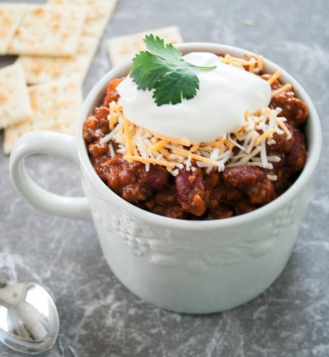 Slow Cooker Beef Three Bean Chili
