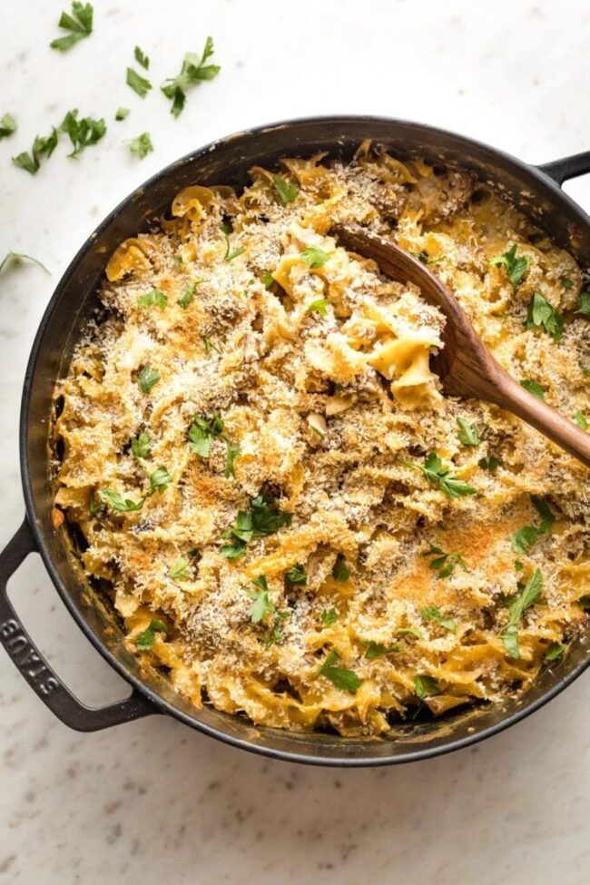 Spicy Sausage Noodle Bake