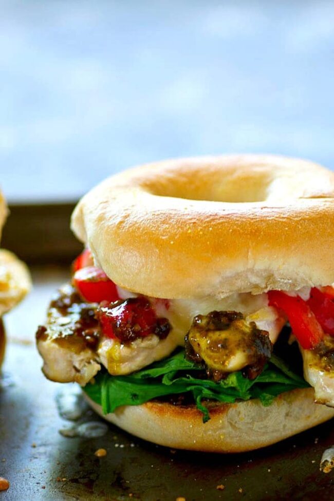Pesto Chicken Bagel