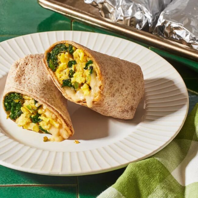 Mushroom and Spinach Breakfast Burrito