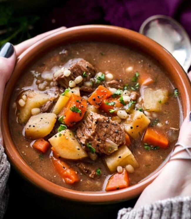 Slow Cooker Barley Beef Soup Recipe