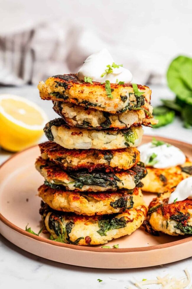 Crispy Potato Cakes with Spinach