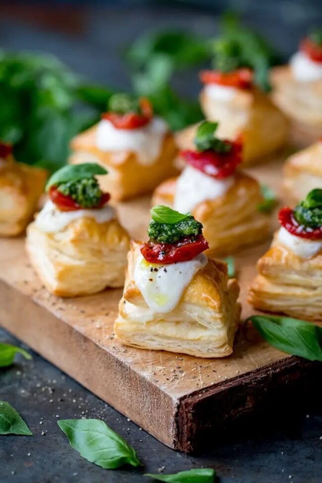 Tomato and Mozzarella Puff Pastry Bites