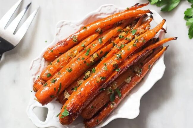 Honey Garlic Roasted Carrots