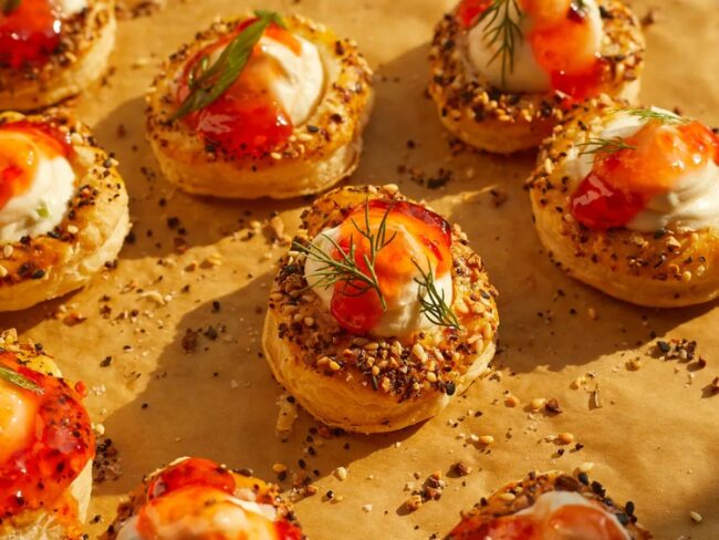 Red Pepper and Goat Cheese Bagel