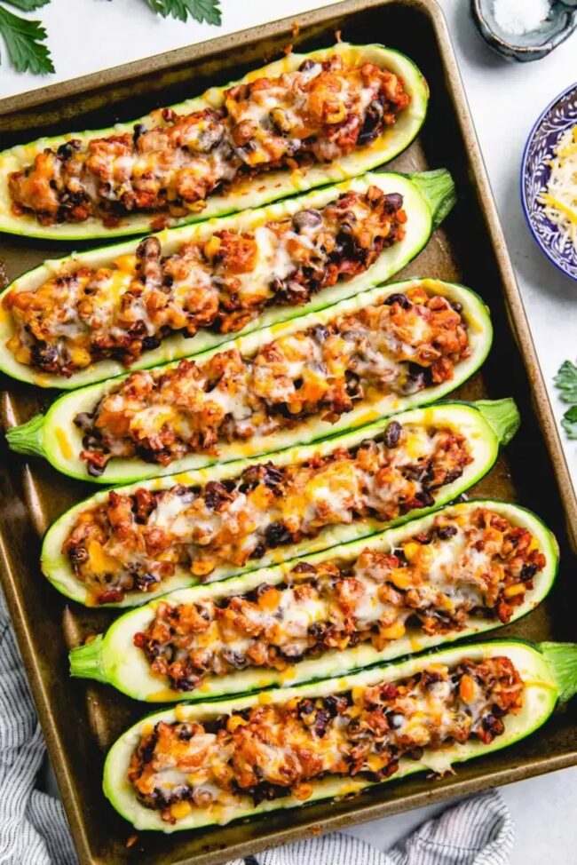 Turkey Stuffed Zucchini Boats