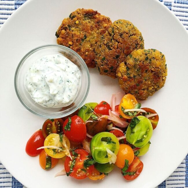 Chickpea Fritters with Tzatziki