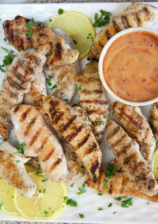 Grilled Chicken Strips with Dip