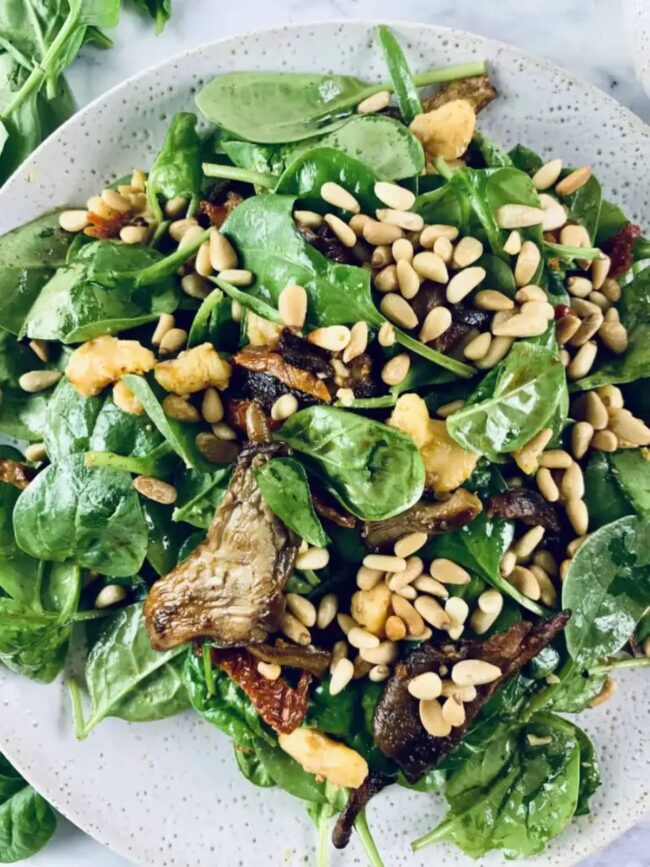 King Oyster Mushroom and Spinach Salad