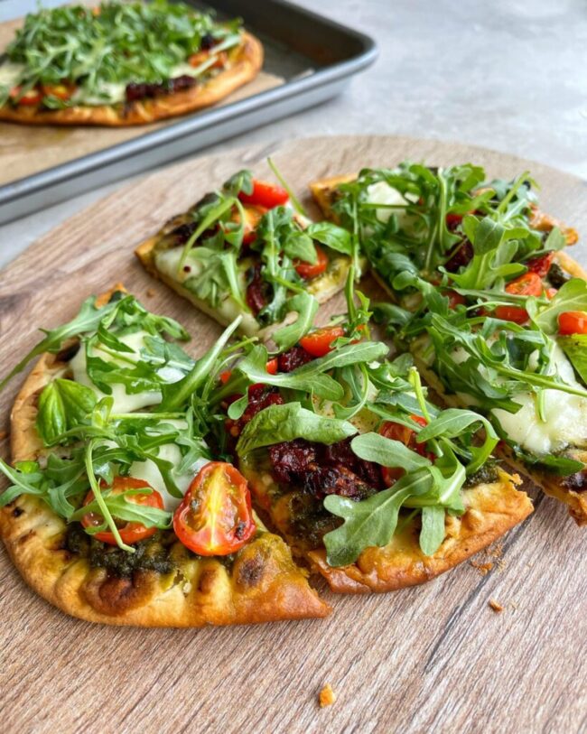 Mozzarella and Basil Pesto Flatbread