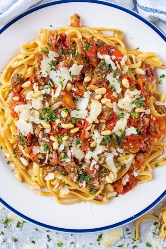 Ham and Basil Pasta
