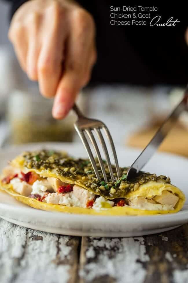 Pesto and Goat Cheese Omelette