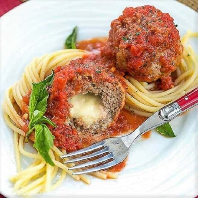 Mozzarella Stuffed Meatballs