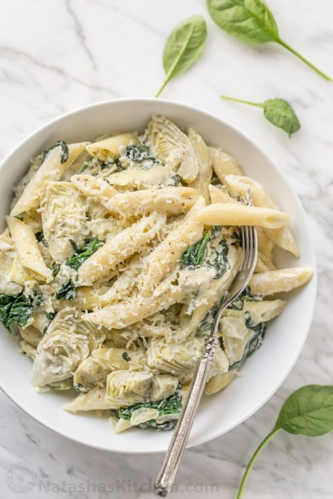 Creamy Spinach and Artichoke Pasta