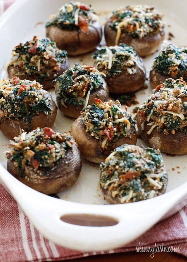 Bacon and Spinach Stuffed Mushrooms