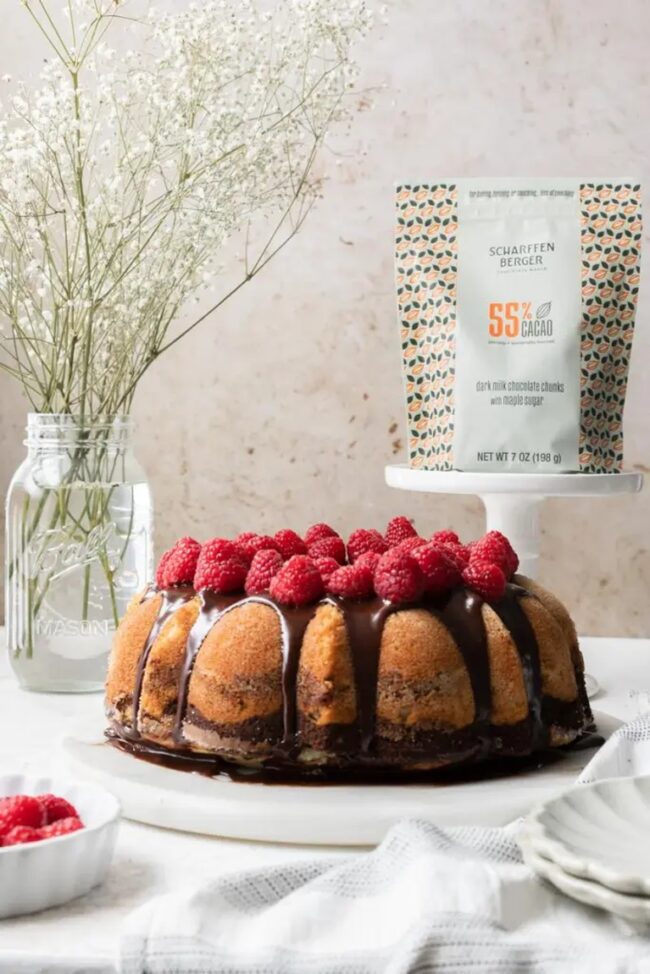 Dark Chocolate Raspberry Bundt Cake