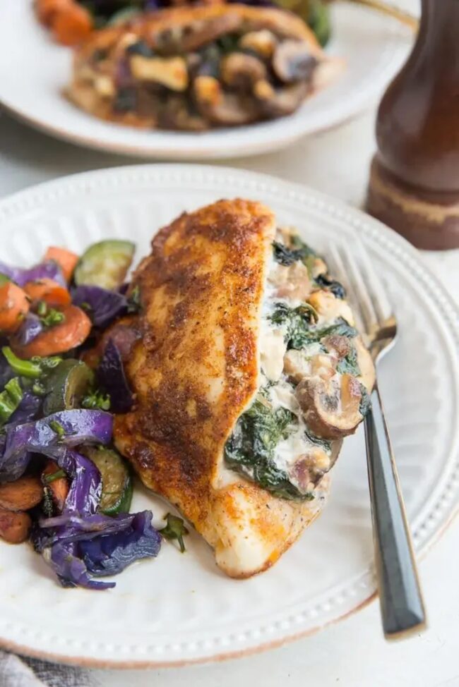 Mushroom and Spinach Stuffed Chicken