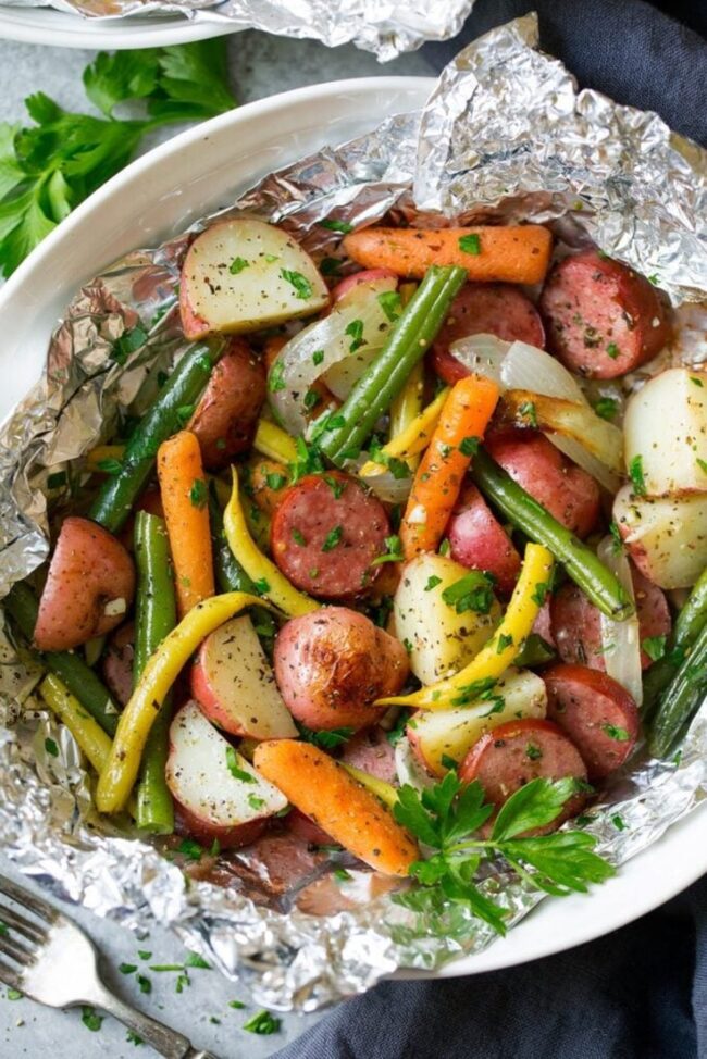 Tin Foil Sausage and Veggies