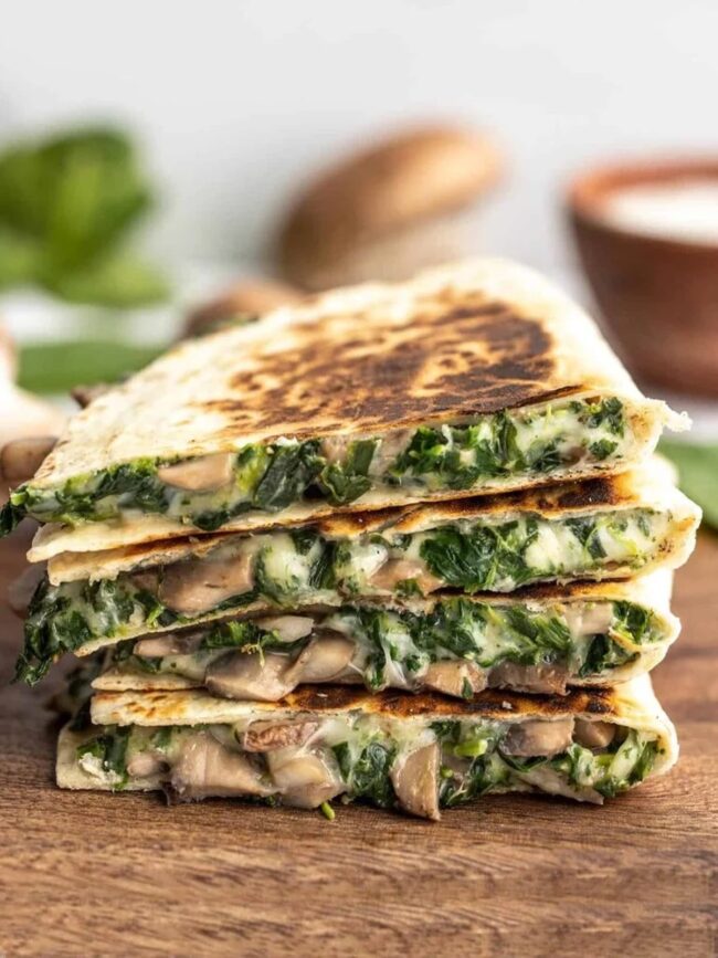 Spinach and Mushroom Quesadilla