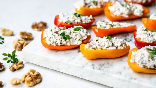 Cottage Cheese and Walnut Stuffed Peppers