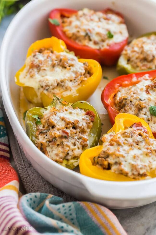 Turkey and Cheese Stuffed Peppers