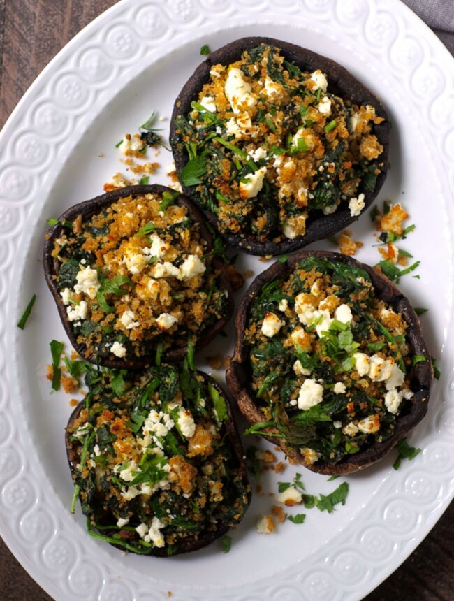 Portobello Mushroom Caps filled with Spinach and Cheese
