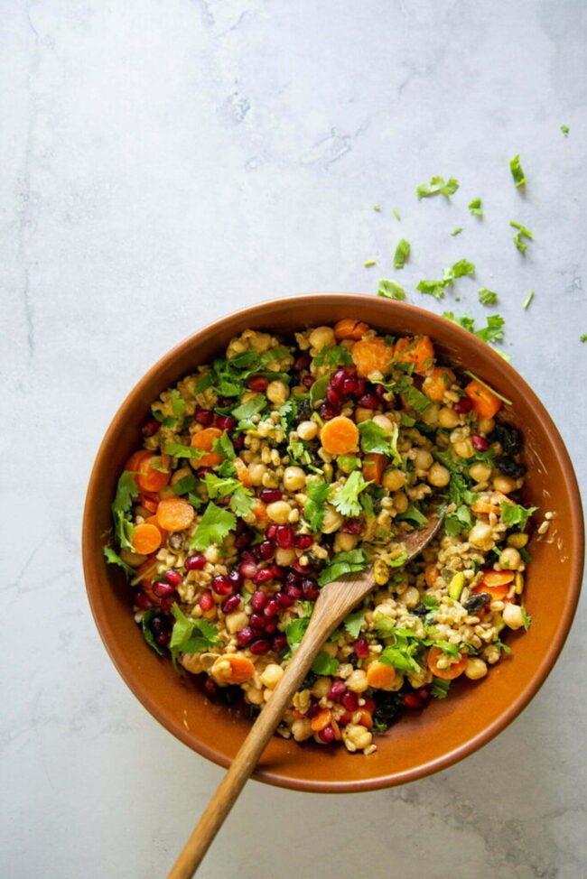 Curried Farro with Chickpeas