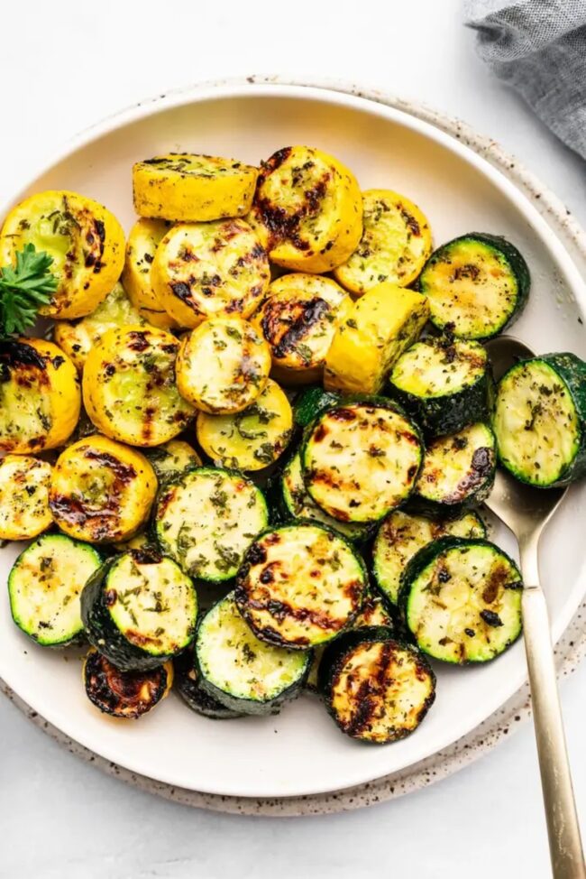 Grilled Yellow Squash with Garlic and Herbs