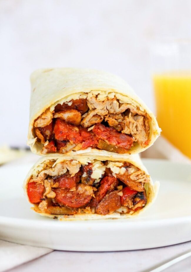 Breakfast Burrito with Chorizo and Eggs