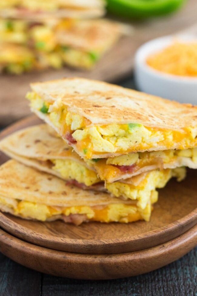 Breakfast Quesadilla with Eggs and Bacon