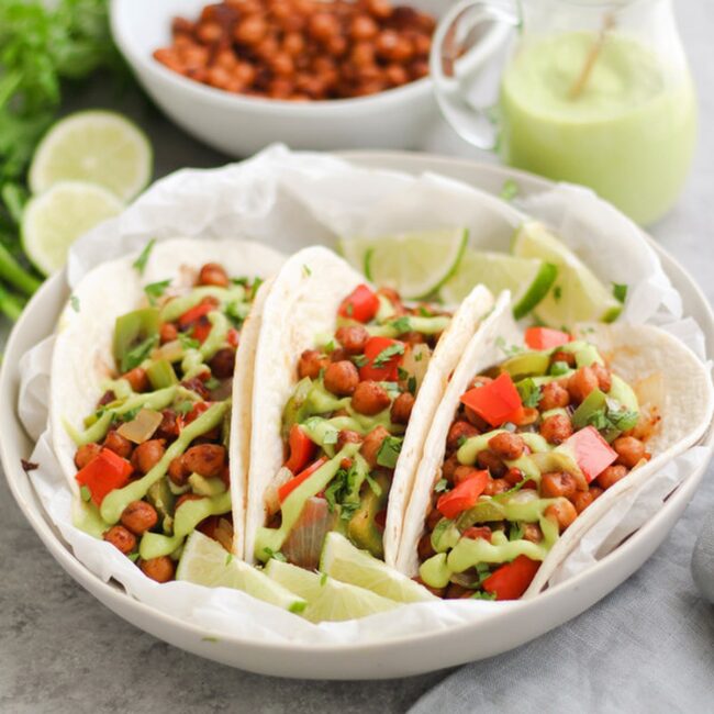 Chickpea Tacos with Avocado Crema
