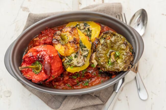 Mushroom and Spinach Stuffed Bell Peppers