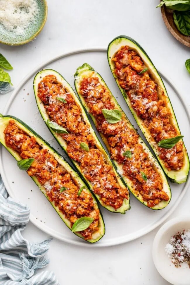 Turkey Stuffed Zucchini Boats